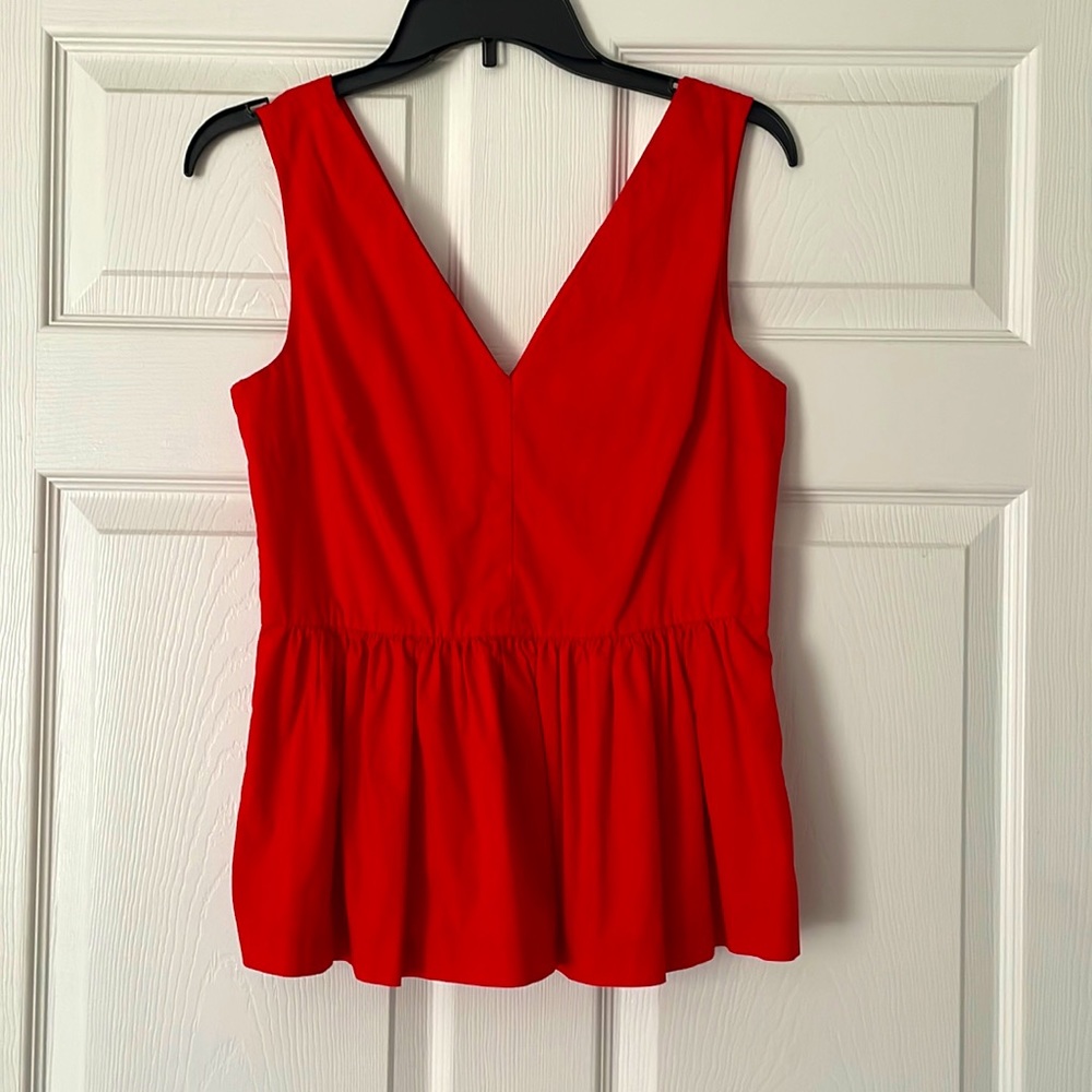J.crew v peplum top size TALL 2 cerise, flame color.
